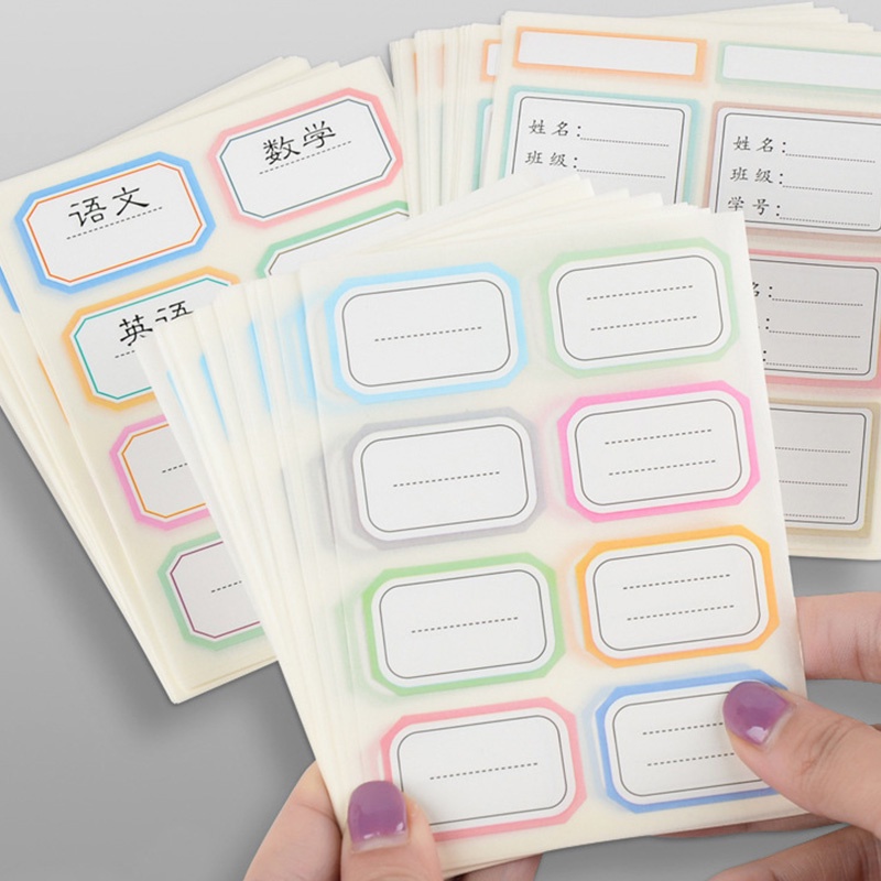 6 Sheets Cartoon Self-Adhesive Name Stickers Simple Classification ...