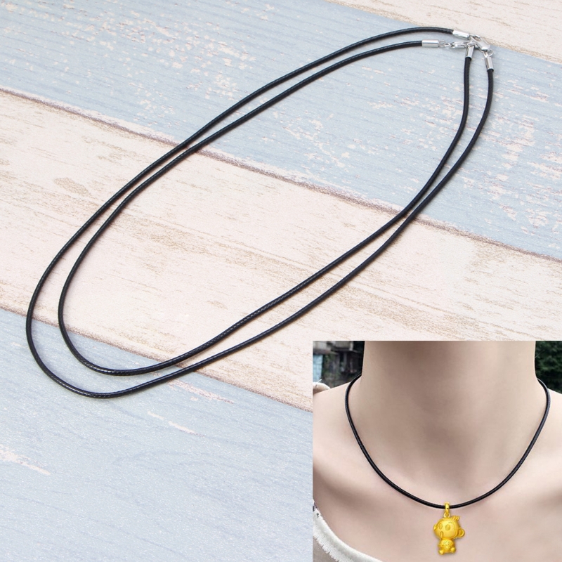 INF High Quality Black Silk Leather Cord Chain Necklace Rope with ...