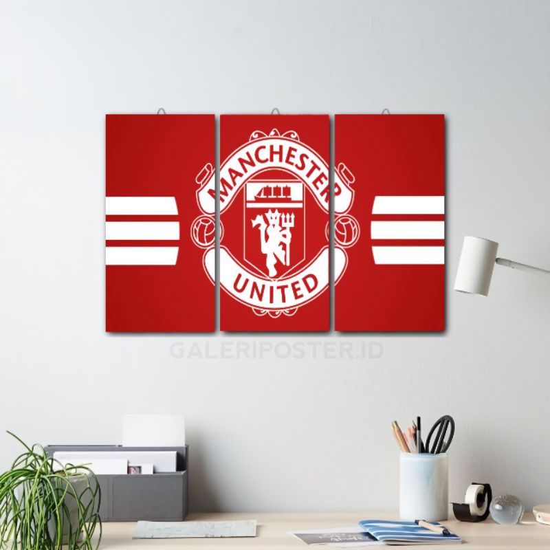 HIASAN DINDING KAYU 1set Poster Manchester United Wall Decor Manchester United Wall Hanging