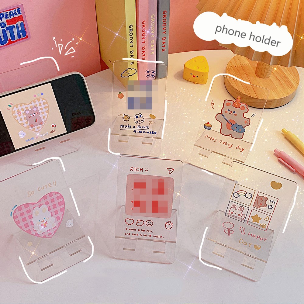 YoYo Phone Holder Cute Rabbit Bear Transparent Acrylic Creative Protable