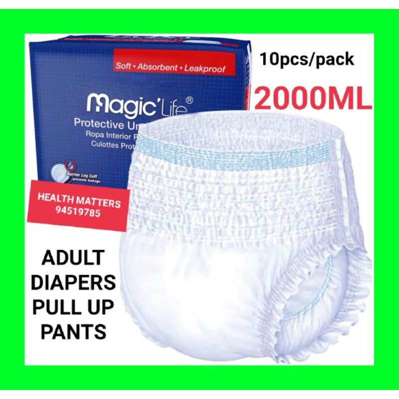 ♥️🇸🇬 MAGIC LIFE Max absorbency Adult diapers pants 10pcs per pack adult pull up diapers Shopee
