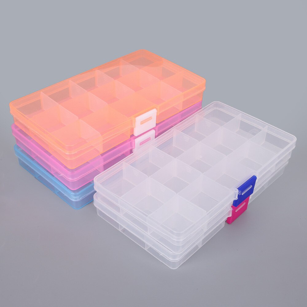 Adjustable Slots Plastic Jewelry Box Storage Case Craft Jewelry Organizer Beads Earrings Rings Boxes Small Carton Packing