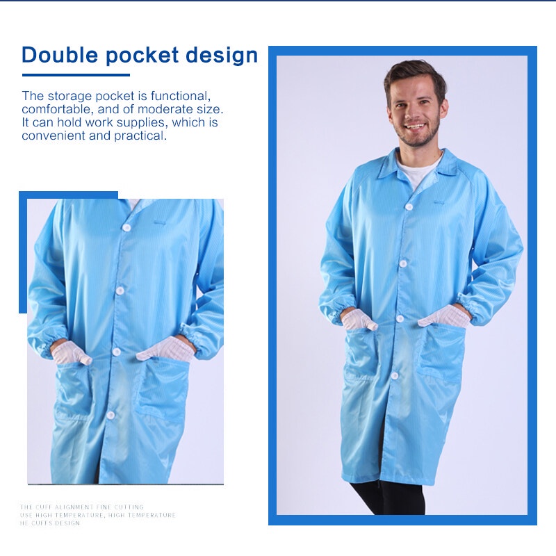 ESD Smock Lab Coat Washable AntiStatic Coveralls Clean room Suit PPE ...