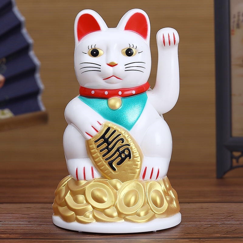 🧧SG～❤️12cm Plastic Waving Hand Fortune Cat 电池摇手招财猫