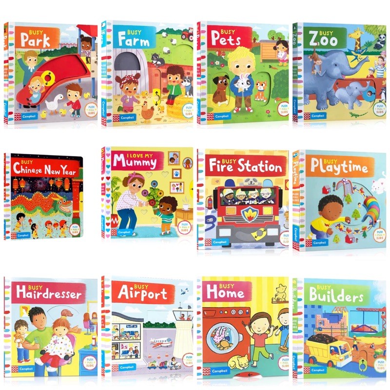 Busy Series Board Books: airport, park, pets, zoo, farm, playtime, home ...