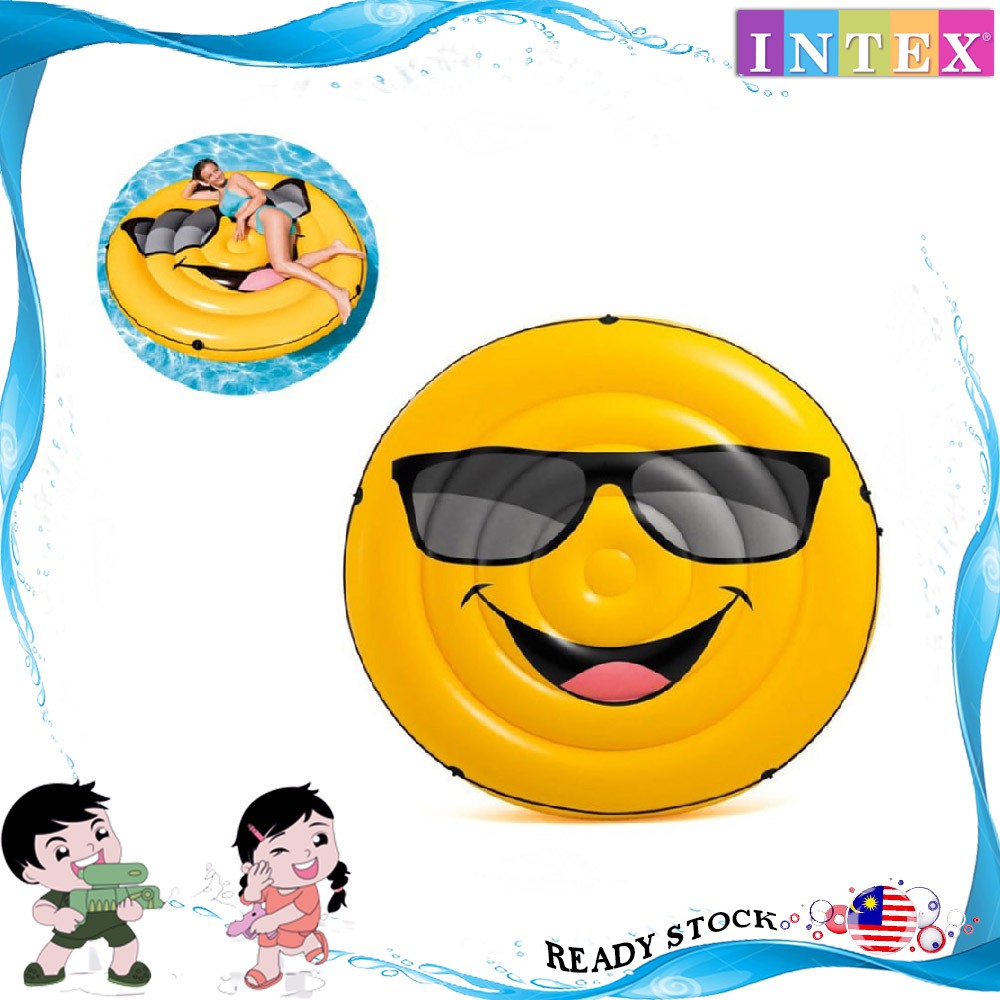 INTEX Cool Guy Floating Mattress Can Flower Emoji for Pools and Beachs ...