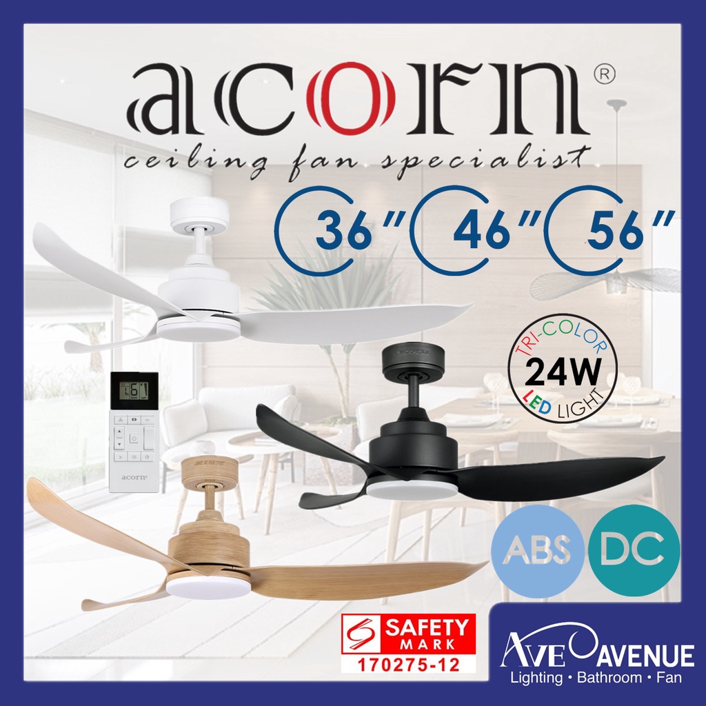 ACORN Fantasia DC-356 DC Motor 3 Blade Ceiling Fan with 3 Tone LED ...