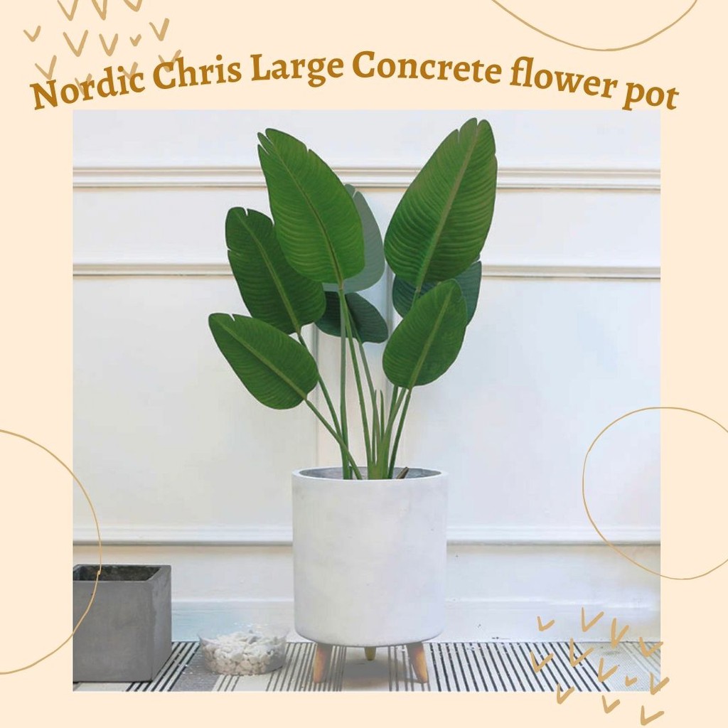 Chris Nordic Large Outdoor Concrete Flower Pot Flower Pot with 3