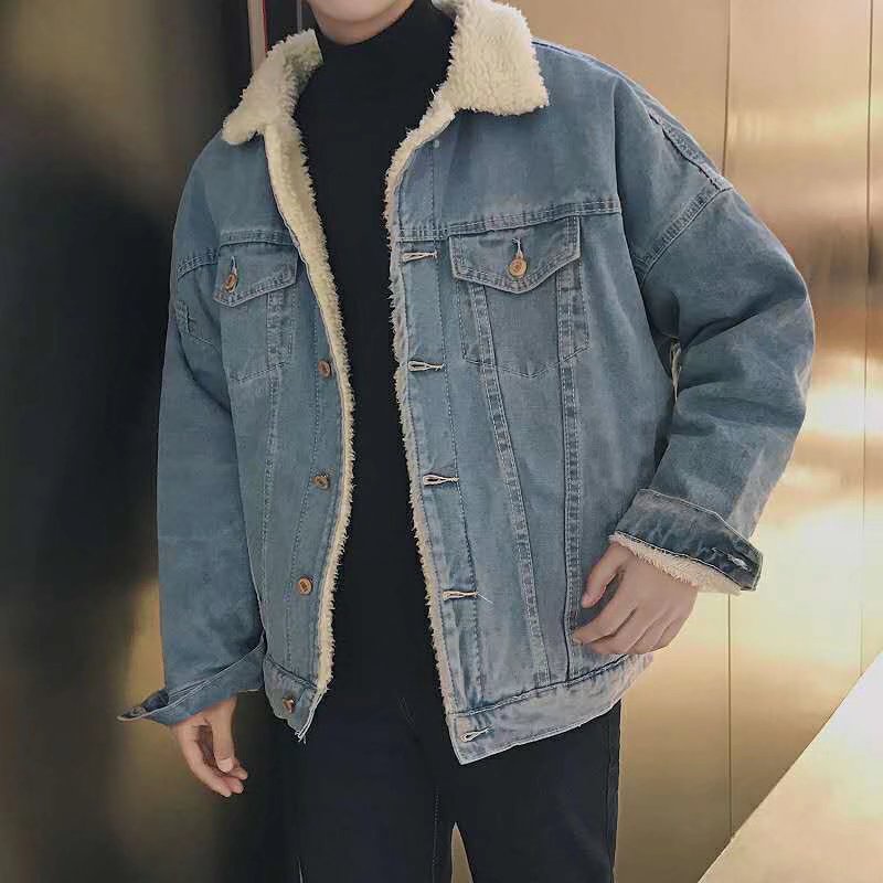 Sheep fur denim store jacket