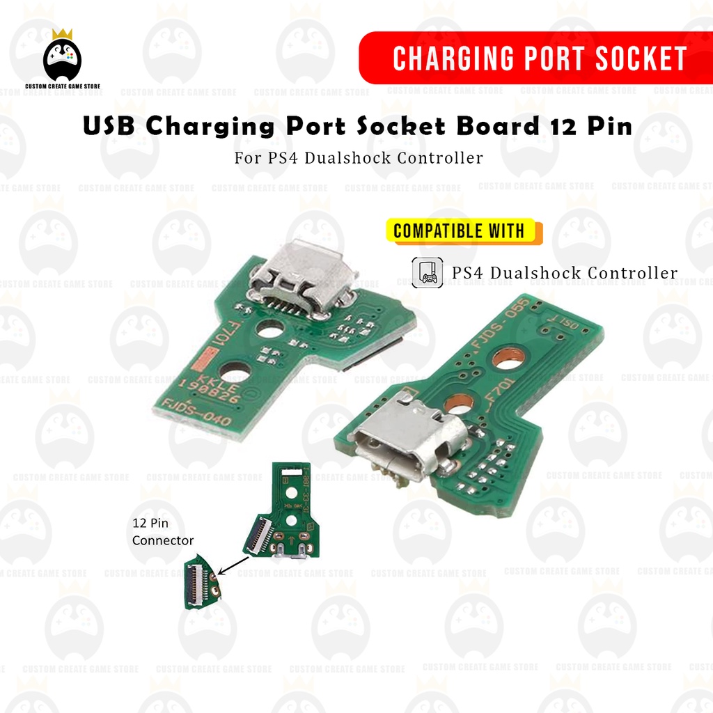USB Charging Port Socket Board 12 Pin For PS4 Dualshock Controller ...