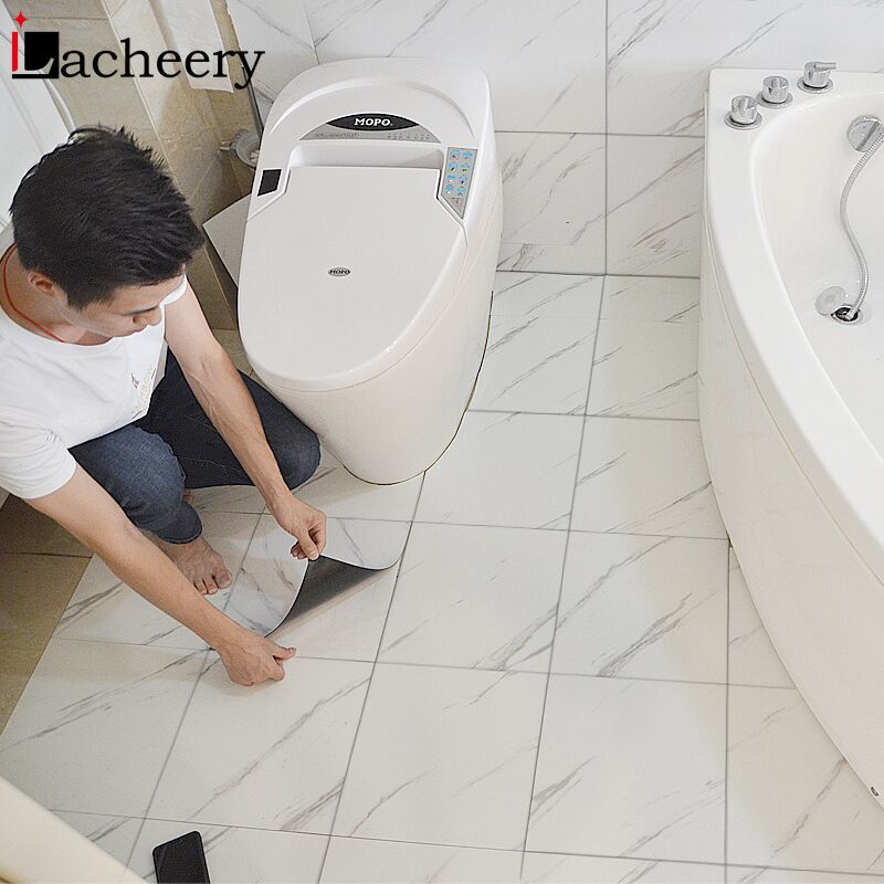 Waterproof thickening 30*30 cmBathroom Waterproof Marble Floor Tiles Sticker Living Room Bedroom Self Adhesive Ground Wallpaper Contact Paper Home Decor Decal
