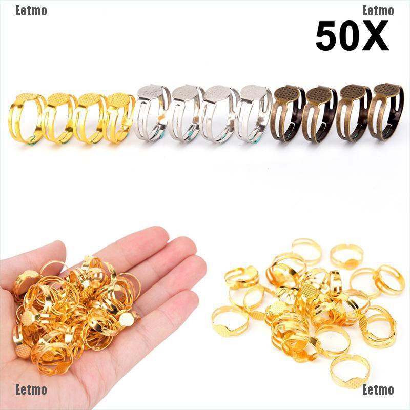 (Eetmo) 50Pcs 8Mm Flat Pad Ring Bases Diy Blank Findings For Jewelry ...
