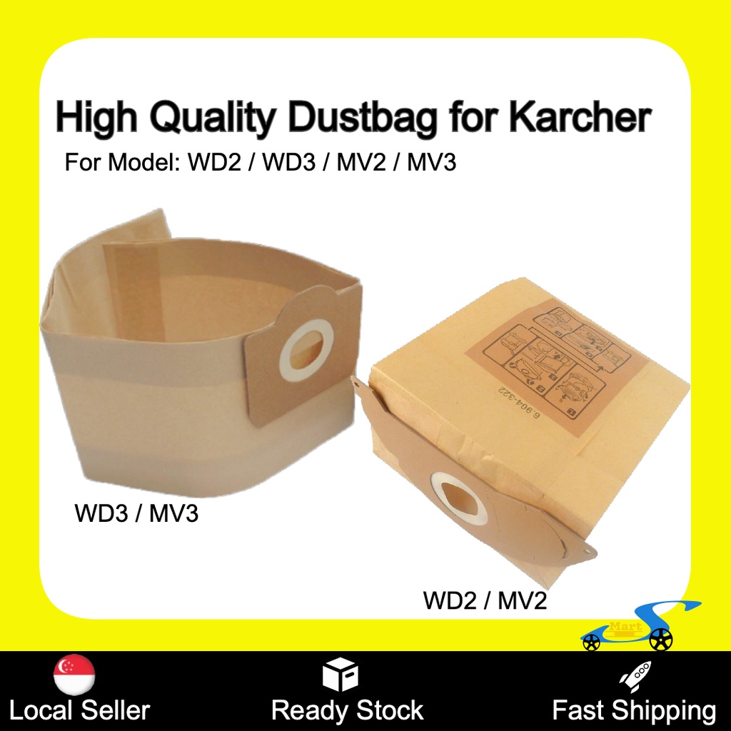 3pcs Dust Bags Spare Parts For Karcher WD4 WD5 WD6 Premium MV4 MV5