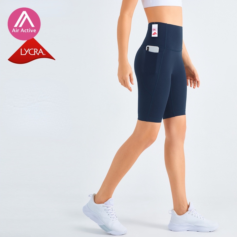 Air active Lycra Biker Shorts Sports Shorts Yoga Pants Side Pockets High Waist Bermuda Gym Running