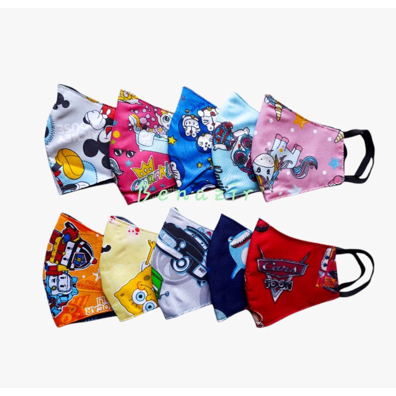 2 Ply Cloth Masks for Boys and Girls with Cute Characters | Shopee ...