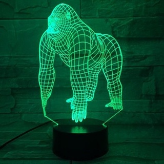 3d gorilla led light figure illusion 7 color changing smart touch usb table desk store lamps fabulous