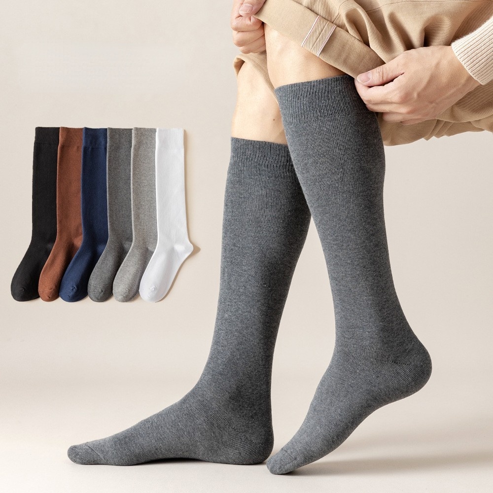 Calf Socks Long Tube High Cotton Spring Autumn Men's Business Knee Suit ...