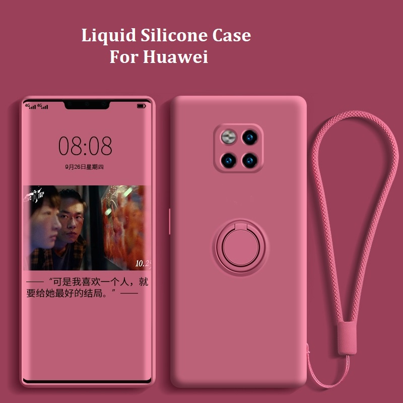 Huawei Mate 20 Pro 30 Pro P40 P30 Pro P20 Pro Nova 7i 5T Silicon phone shell drop resistance ring Bracket lanyard case