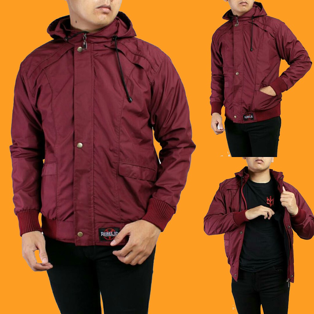 Rebel ID MAROON Men's CASUAL Parachute Jacket/Men's Parachute Jacket