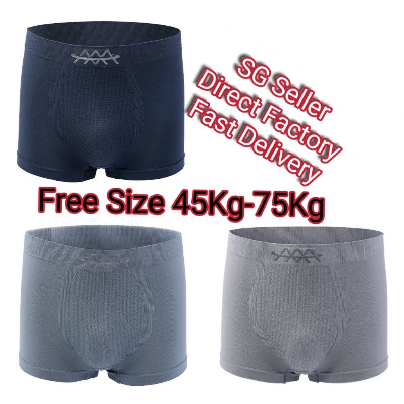[SG Seller] FM4 Men's Boxer Briefs Summer Solid Colour Breathable Underwear Shopee Singapore