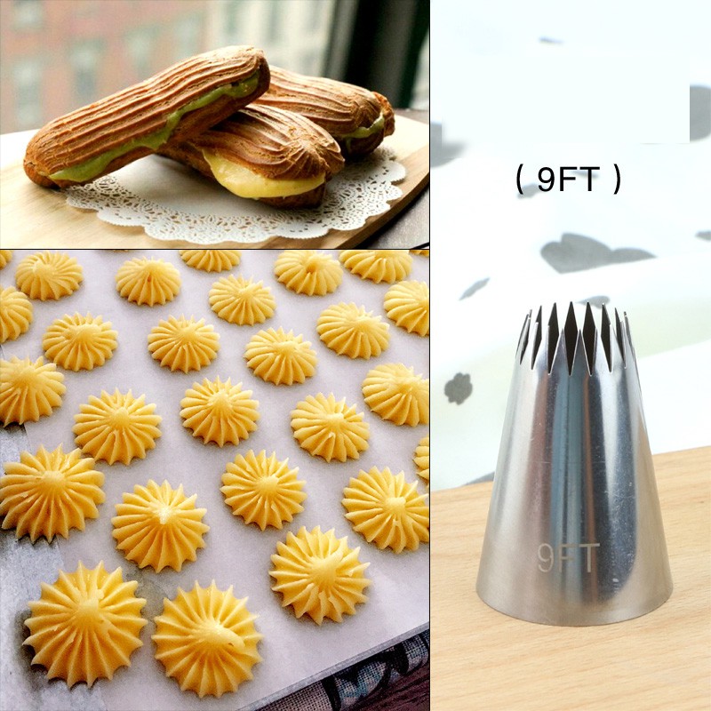 9FT 8pcs open star extra large nozzle tip for piping eclairs