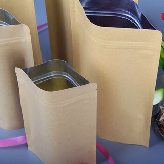 Aluminized Paper Zipper Kraft Paper Bag Flat Bottom Euro Hole Tea Powder  Bags Packing Zkittles Bags - Buy 100pcs Stock Bag Handle Hole Flat Bottom