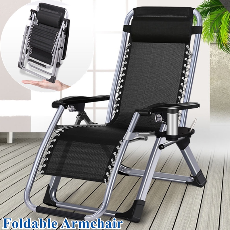 Rattan Lounge Chair Folding Lunch Balcony Outdoor Indoor Wicker Elderly