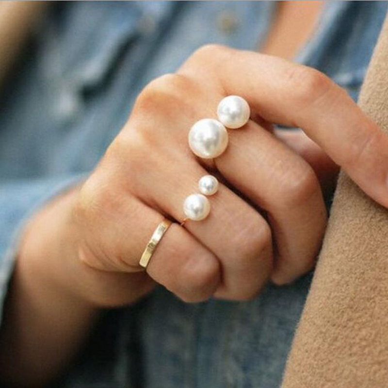 Adjustable pearl ring sale