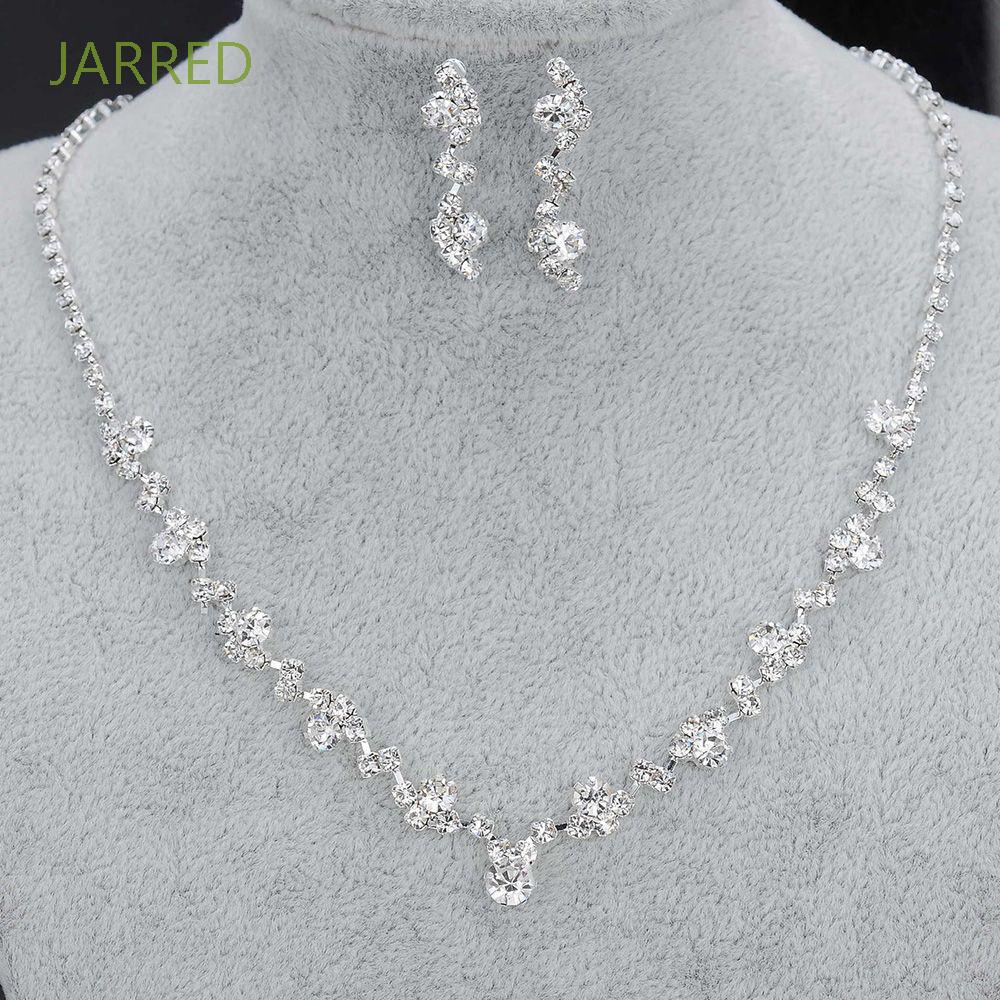JARRED Accessories Jewelry Set Shining Bridal Set Bridal Jewelry Necklace Jewelry Earring Necklace Earrings Set Rhinestone Crystal Wedding Accessories/Multicolor