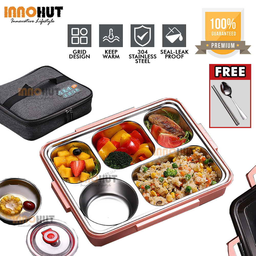 Innohut 5 Compartments 304 Stainless Steel Thermal Insulated Lunch Box ...