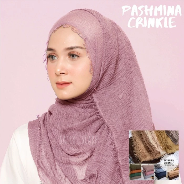 Hijab Pashmina Lecek / Pashmina Crinkle Premium / Pashmina Polos - Gambar 4
