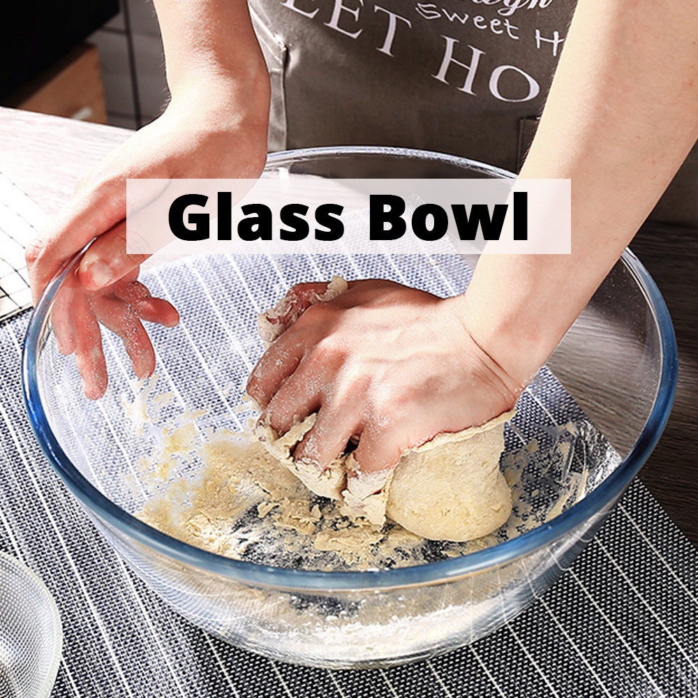 {SG} 15cm 17cm 19cm Clear Glass Bowl Large Salad Bowl Microwave Bowl