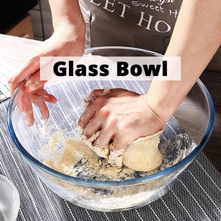 1L 1.5L 2.5L Tempered Glass Bowl With Lid Scale For Making Dough Kitchen  Fruit Salad Bowl Flour Baking Mixing Bowl