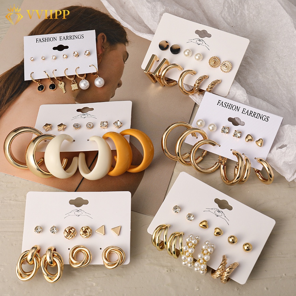 Korean Earring Claw Ear Hook Clip Earrings for Women Four-Prong Setting CZ  Gold Color Ear Earrings Fashion Jewelry Girl Gift (Metal Color: 3)