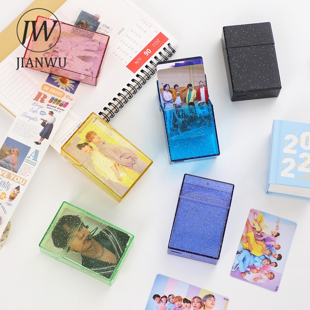 JIANWU Creative Multicolored Silver Powder Card Note Storage Box ...