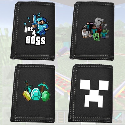 My world cartoon Minecraft peripheral short wallet young students personality creative multi-card wallet kids coin bag