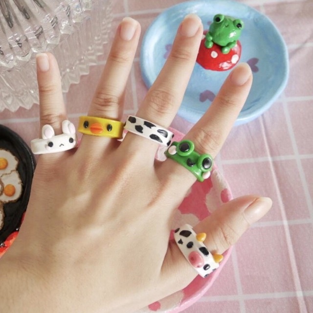 Clay animal rings hotsell