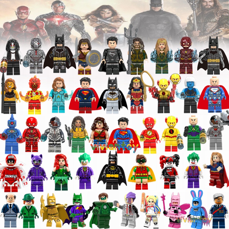 Super Heroes Minifigures Super-man Aqua-man WonderWoman Flash Justice ...