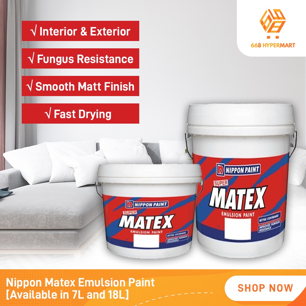 NIPPON MATEX 9102 WHITE 7L / 18L WHITE PAINT [INDOOR/OUTDOOR WALLS