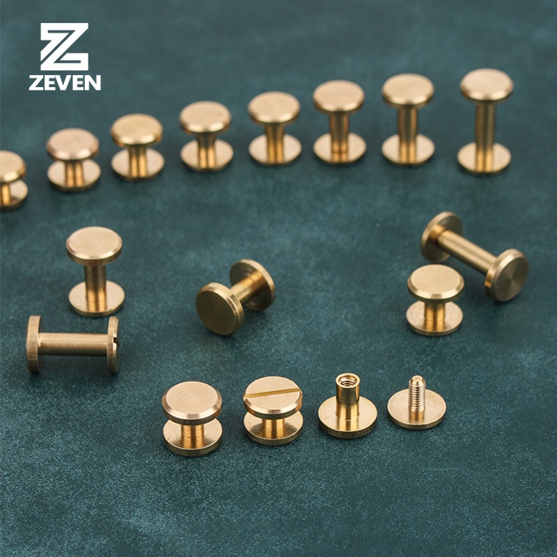 Solid Brass Flat Head Button Stud Screw Nail Rivet Chicago Screw Leather Belt For Sewing Handmade Diy Accessories