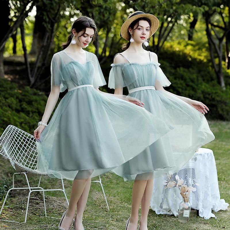 Bridesmaid Dress Green New Fairy Temperament Korean Evening Dress Shopee Singapore