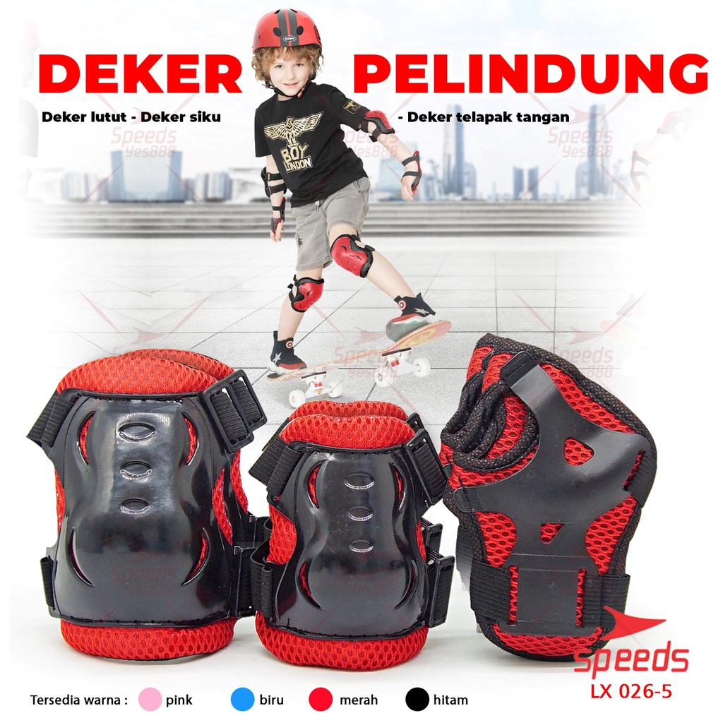 SPEEDS Decker Lutut Sepatu Roda Anak / Pelindung Lengkap 1set protector Lutut Siku Anak Sepeda Dan Sepatu Roda 026-5 - Gambar 2