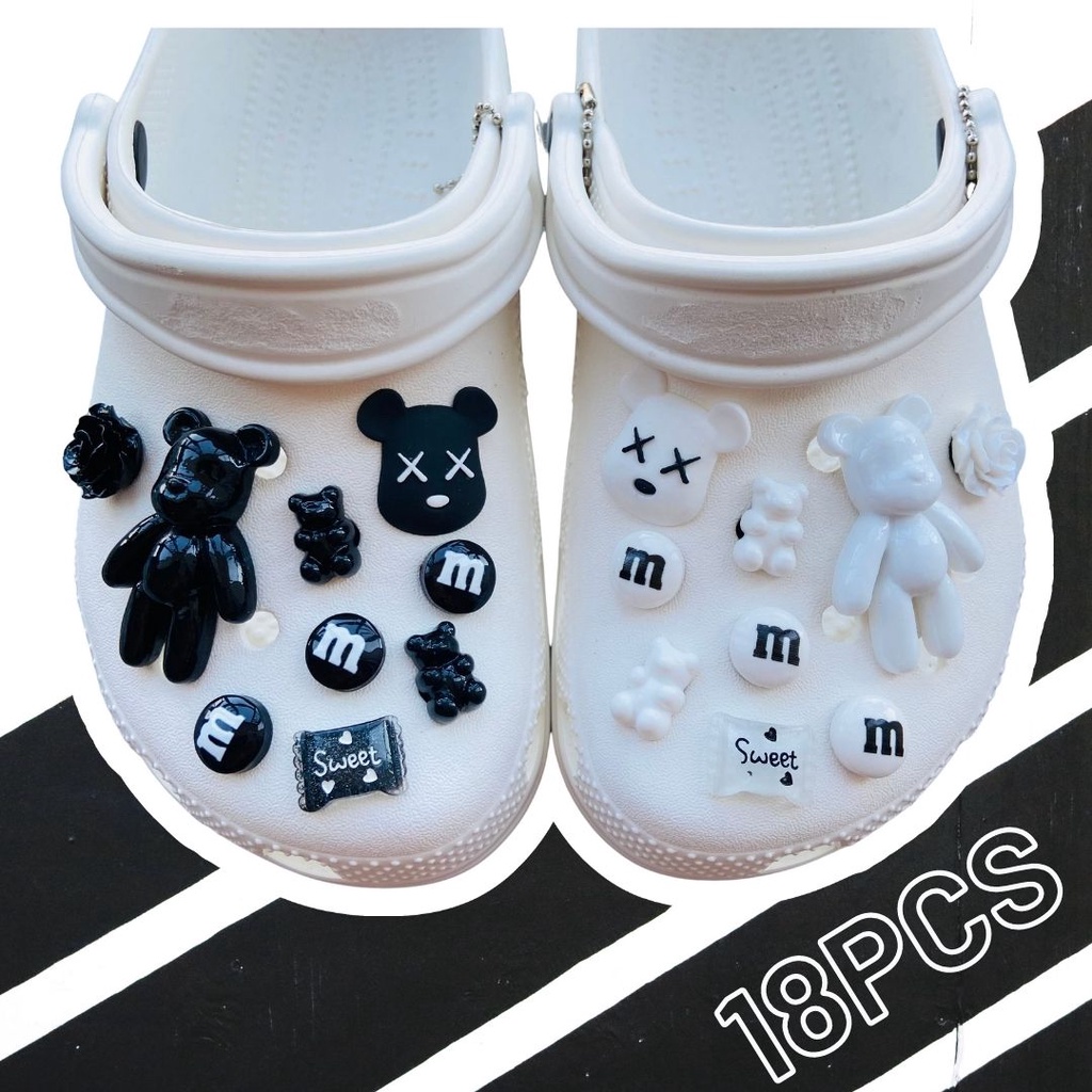 18PCS bearbrick KAWS croc jibz Charm Button Fashion Shoes Accessories