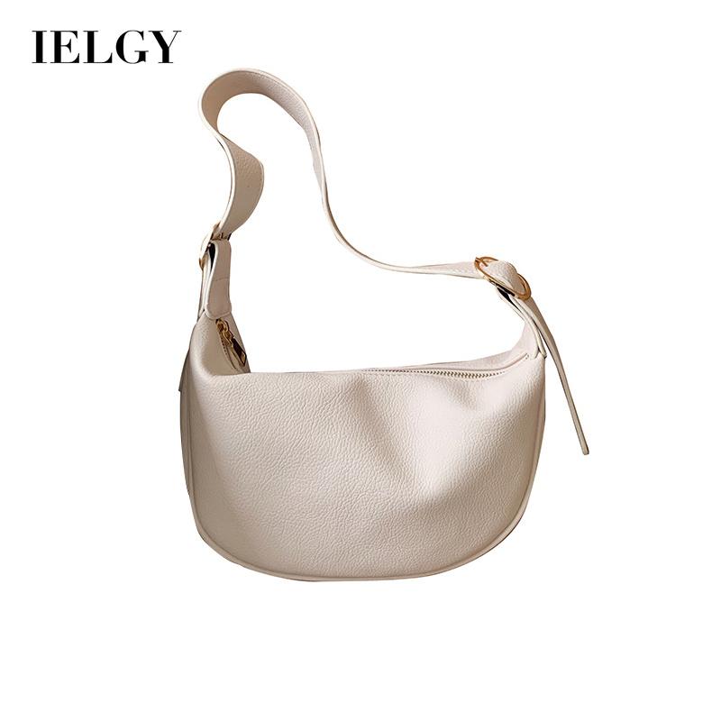 IELGY New Moon Bag Fashion Woman's Shoulder Large Capacity Simple Spring/Summer Dumpling Bag Soft Leather Messenger