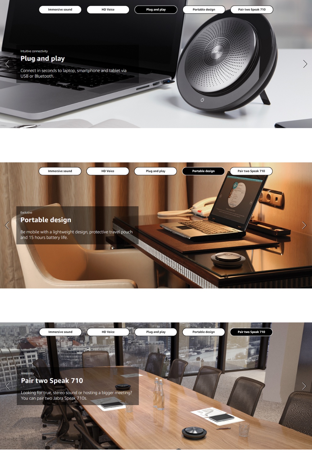 Jabra Speak 710 UC/MS Wireless HD Conference Speakerphone, With