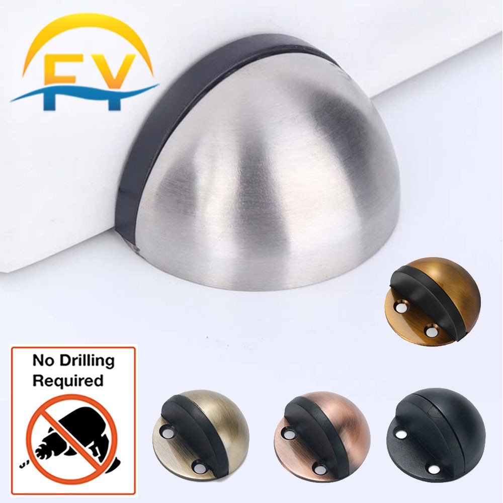 (No Drilling) FY Half Moon Magnetic Door Stopper Stainless Steel Non ...