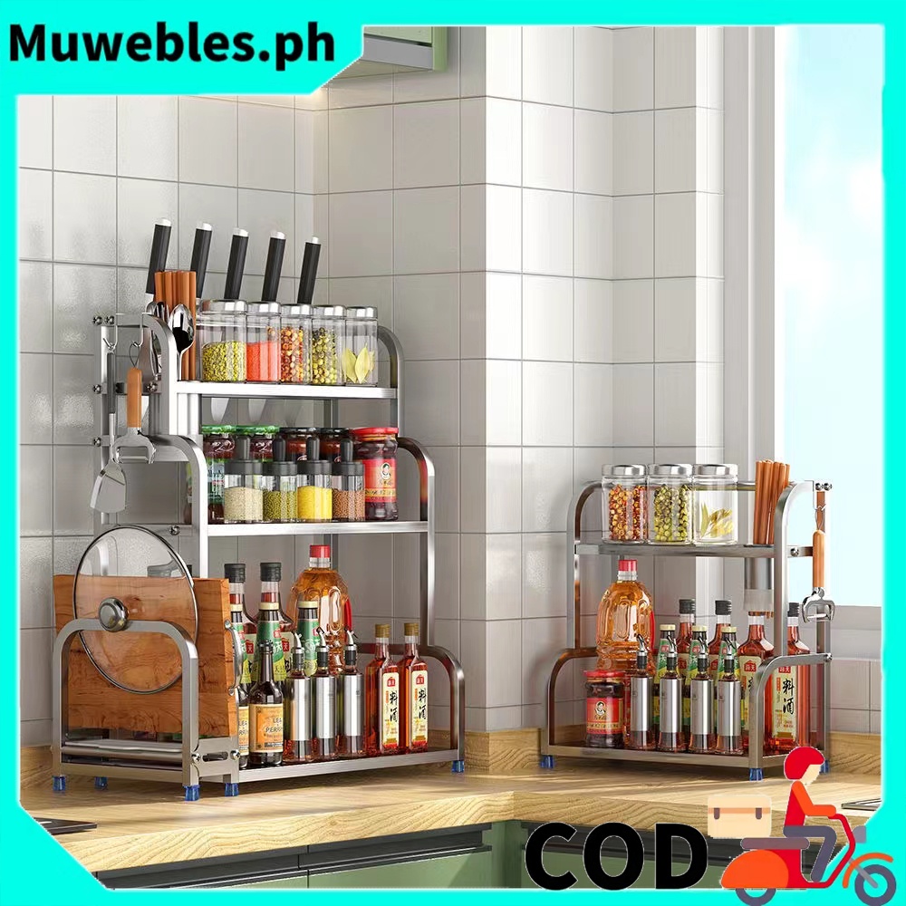3 Tier Stainless Steel Seasoning Rack Utensil Holder Large Rust-Proof ...