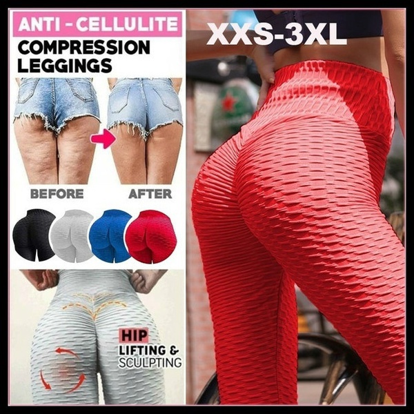 Tik Tok Women Yoga Pants Anti-Cellulite Push Up Ruched Butt Booty Leggings  Gym