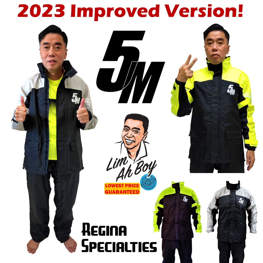 5M Elite Motorcycle Raincoat (2023 Improved Waterproof) Top + Bottom+ ...