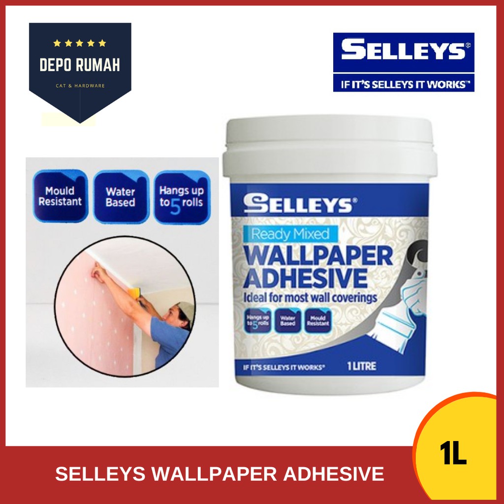 1 Liter Selleys Wallpaper Adhesive Glue/Gum (Dis DIY Wall Paper Hand)